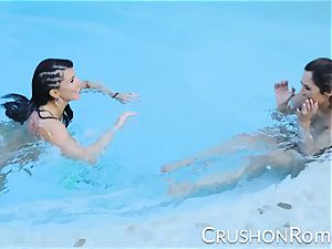 kick nymphs - Romi Rain and Reena Sky boink in the pool