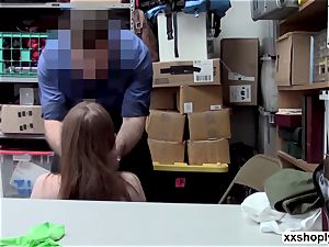 Shoplifter Pepper Hart fights handling boys yam-sized penis